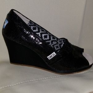 Sequin TOMS wedge heels